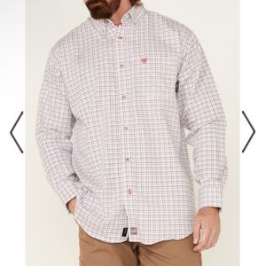 ARIAT FR Gauge flame retardant Red Blue Black & White Work Shirt Cotton Medium